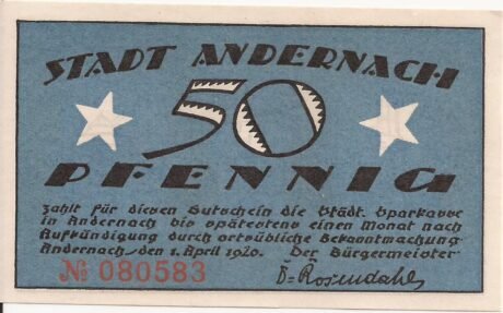 Аверс банкноты 50 fenigów (Niemcy) 1920