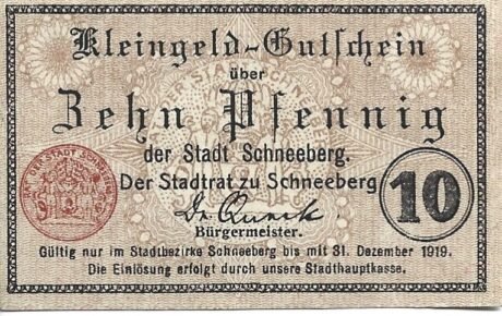 Аверс банкноты 10 fenigów (Niemcy)