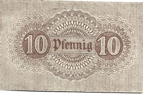 Реверс банкноты 10 fenigów (Niemcy)