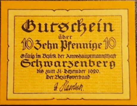 Аверс банкноты 10 fenigów (Niemcy) 1920