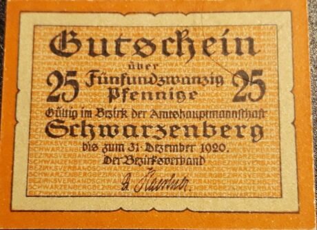 Аверс банкноты 25 fenigów (Niemcy) 1920