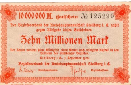 Аверс банкноты 10000000 Mark (Германия) 1923 года