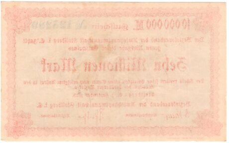 Реверс банкноты 10000000 Mark (Германия) 1923 года