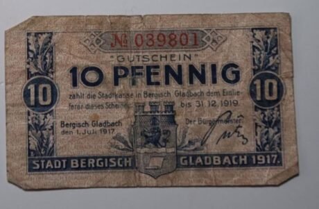 Аверс банкноты 10 fenigów (Niemcy) 1917