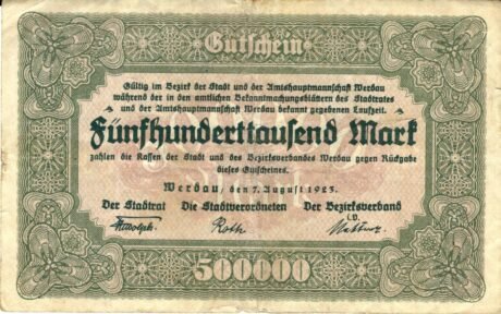 Аверс банкноты 500000 marek (Niemcy) 1923