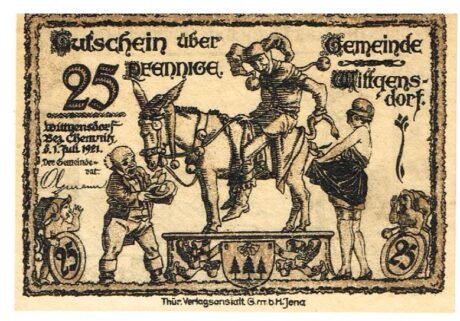 Аверс банкноты 25 Pfennige (Германия) 1921 года