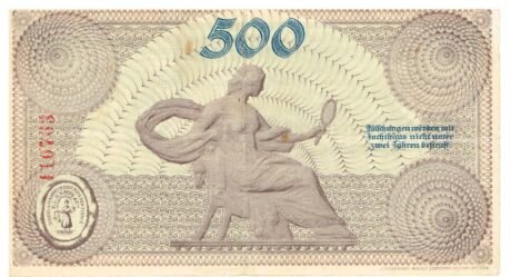 Реверс банкноты 500 marek (Niemcy) 1922