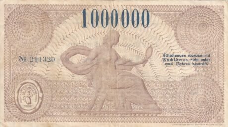 Реверс банкноты 1000000 Mark (Германия) 1923 года