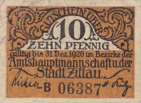 Аверс банкноты 10 fenigów (Niemcy)