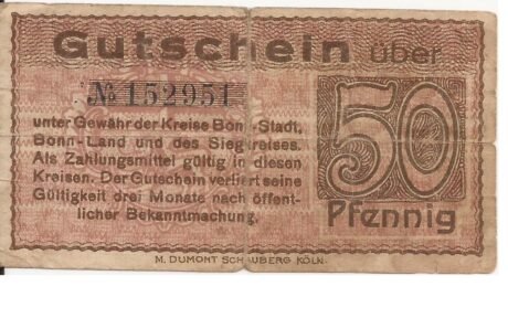 Аверс банкноты 50 fenigów (Niemcy) 1918