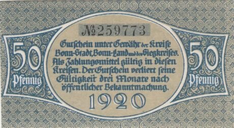 Аверс банкноты 50 fenigów (Niemcy) 1920