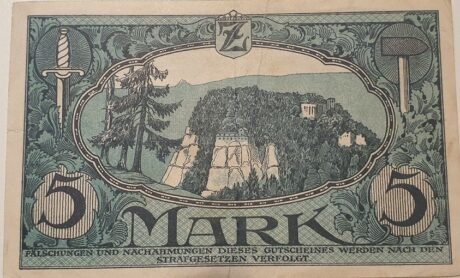 Реверс банкноты 5 marek (Niemcy) 1918