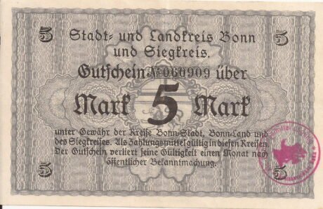 Аверс банкноты 5 Mark (Германия)