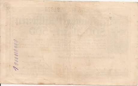 Реверс банкноты 500 000 000 marek (Niemcy) 1923