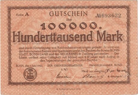 Аверс банкноты 100000 marek (Niemcy) 1923