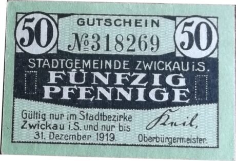 Аверс банкноты 50 пфеннигов (Германия) 1919 года