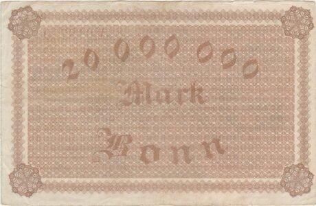 Реверс банкноты 20000000 Mark (Германия) 1923 года