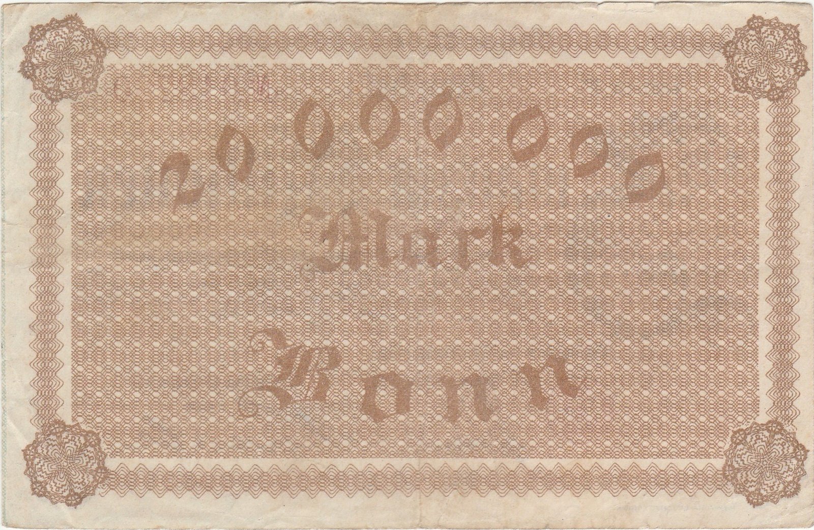 Реверс банкноты 20000000 Mark (Германия) 1923 года