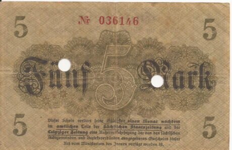 Реверс банкноты 5 marek (Niemcy) 1918