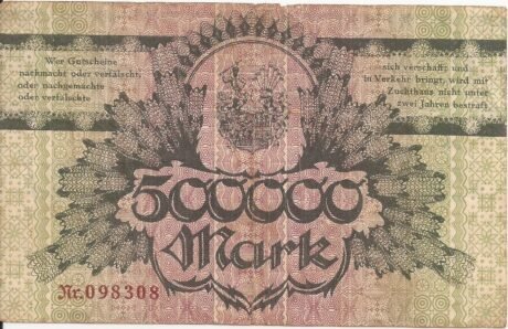 Реверс банкноты 500000 marek (Niemcy) 1923