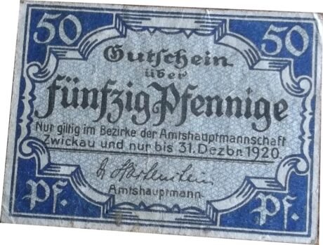 Аверс банкноты 50 fenigów (Niemcy) 1920