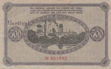 Реверс банкноты 500 Mark (Германия) 1922 года