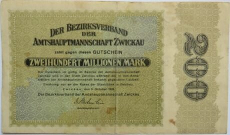 Аверс банкноты 200 000 000 marek (Niemcy) 1923