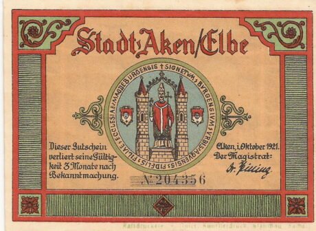 Аверс банкноты 25 fenigów (Niemcy) 1921