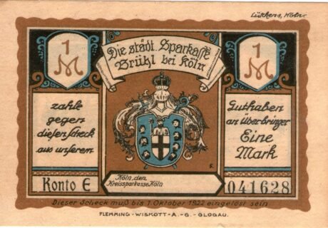 Аверс банкноты 1 Mark Sparkasse (Niemcy)