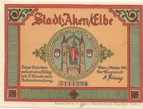 Аверс банкноты 50 fenigów (Niemcy) 1921