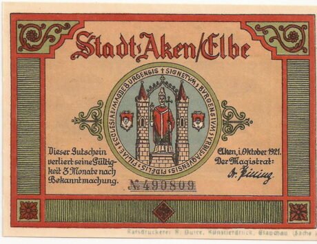 Аверс банкноты 50 fenigów (Niemcy) 1921