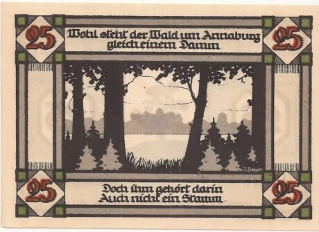 Реверс банкноты 25 fenigów (Niemcy) 1921