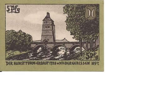 Реверс банкноты 5 fenigów (Niemcy) 1921