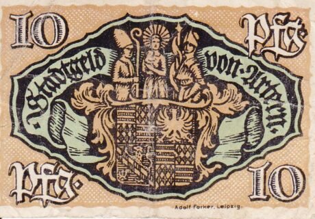 Реверс банкноты 10 fenigów (Niemcy) 1920