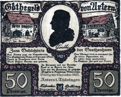 Аверс банкноты 50 fenigów (Niemcy) 1921