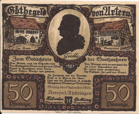 Аверс банкноты 50 fenigów (Niemcy) 1921