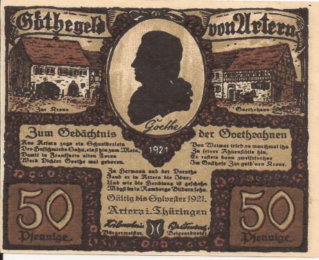 Аверс банкноты 50 fenigów (Niemcy) 1921