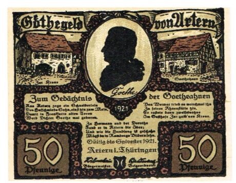 Аверс банкноты 50 пфеннигов (Германия) 1921 года