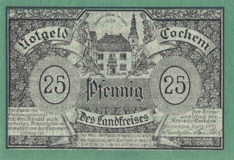 Аверс банкноты 25 fenigów (Niemcy) 1921