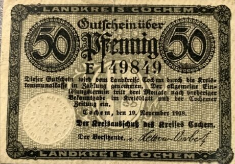 Аверс банкноты 50 fenigów (Niemcy) 1918