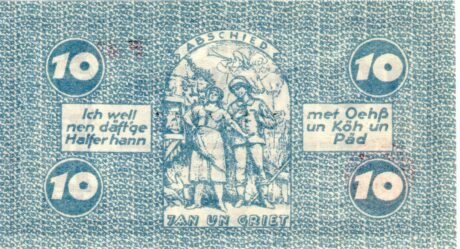 Реверс банкноты 10 fenigów (Niemcy) 1921