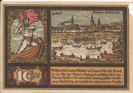 Реверс банкноты 10 fenigów Gewerbebank Köln-Mülheim (Niemcy) 1922