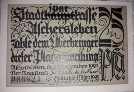 Аверс банкноты 25 fenigów (Niemcy) 1921