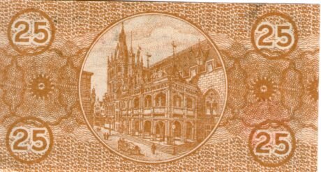 Реверс банкноты 25 fenigów (Niemcy) 1920