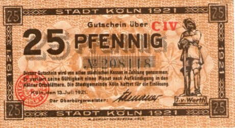 Аверс банкноты 25 fenigów (Niemcy) 1921