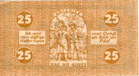 Реверс банкноты 25 fenigów (Niemcy) 1921