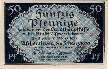 Аверс банкноты 50 fenigów (Niemcy) 1920