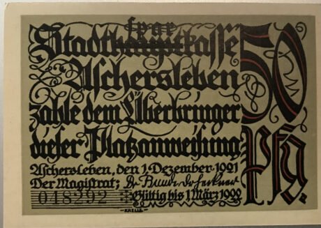 Аверс банкноты 50 fenigów (Niemcy) 1921