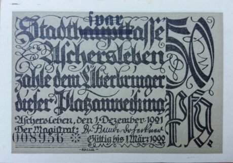 Аверс банкноты 50 fenigów (Niemcy) 1921