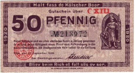 Аверс банкноты 50 fenigów (Niemcy) 1920